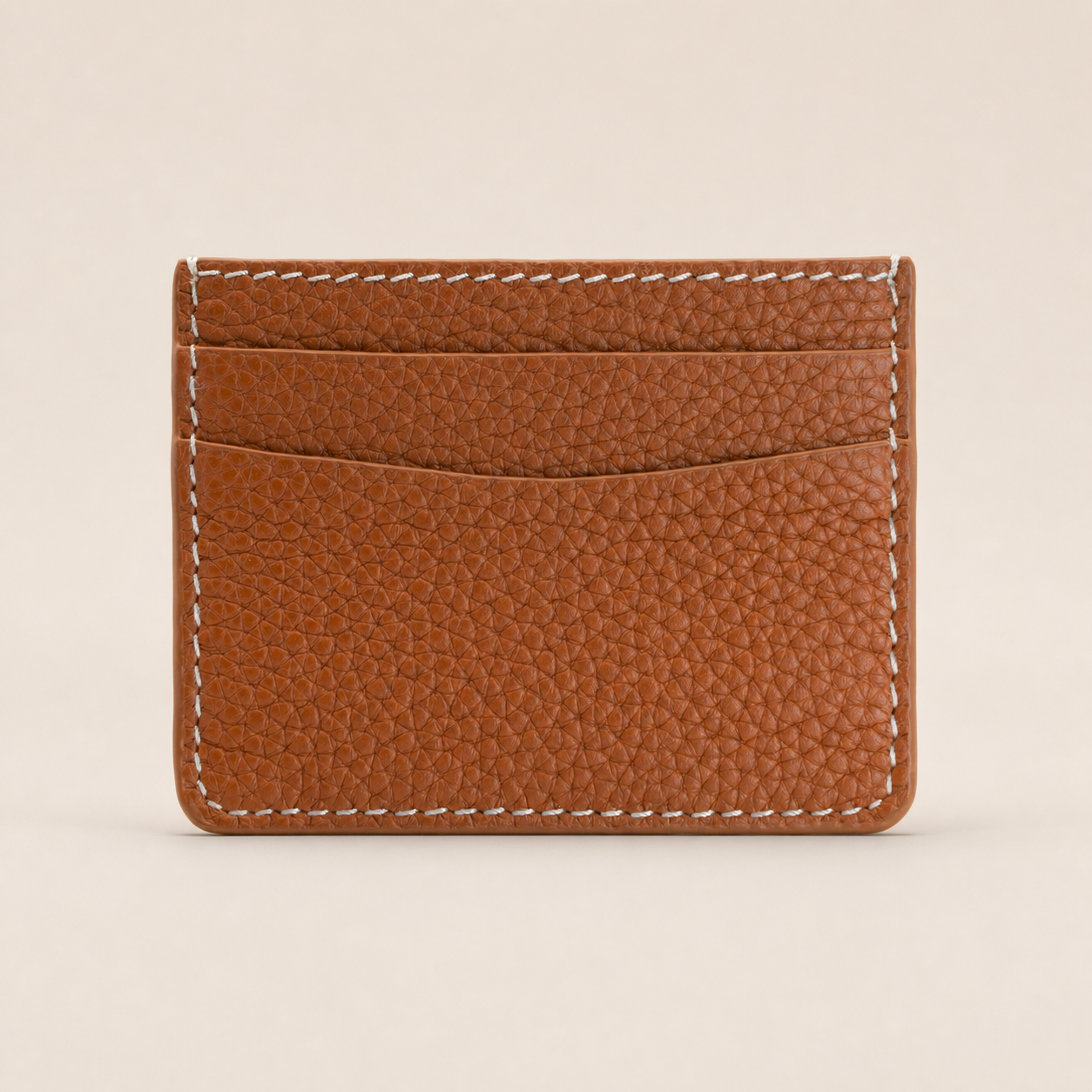 Tan Marvello full-grain Togo leather cardholder